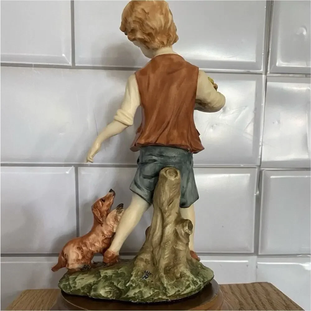 Vintage Luigi Giorgio Benacchio Style Italian Figurine Boy w Dog Cottage Decor